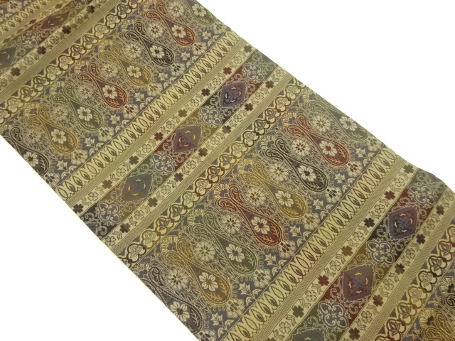 JAPANESE NAGOYA OBI / WOVEN FLORAL PLANTS